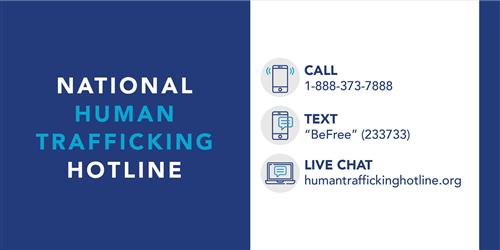 national human trafficking hotline. call 1-888-373-7888